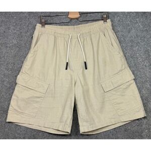Oas Shorts Mens Medium Beige Cargo Linen Soft Terry Cotton Pockets Sweden